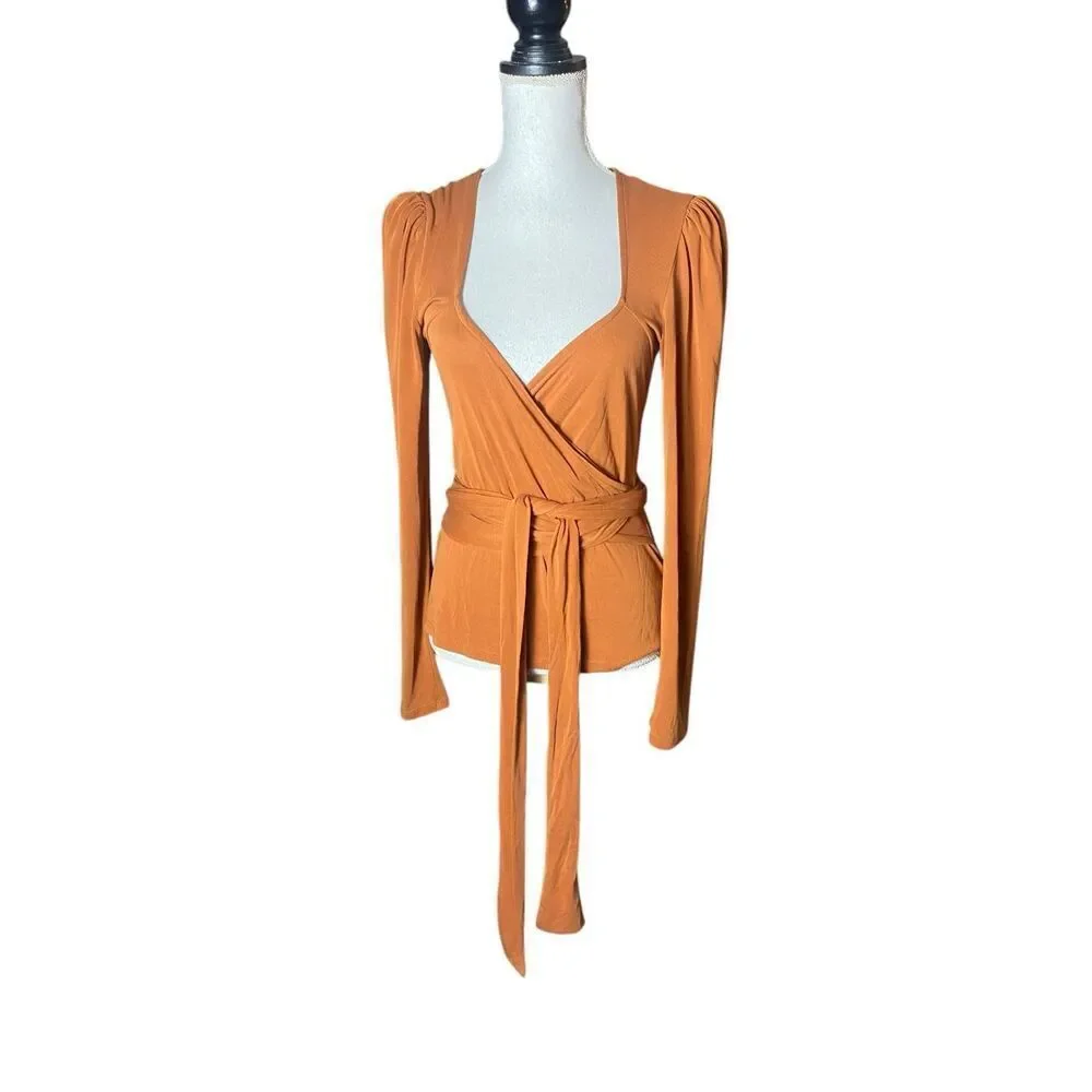 Free People Womens Terracotta Wrap Front Top Medium